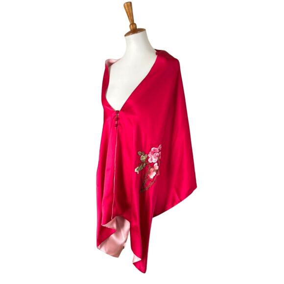 Reversible 100% Silk Embroidered Cape Kimono Wrap - Picture 1 of 6